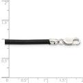 Sterling Silver 3mm Black Leather Necklace