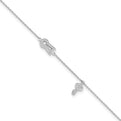 Brilliant Embers Sterling Silver Rhodium-plated 30 Stone 9 inch Micro Pav������ CZ Lock Key Anklet with 1 Inch Extender