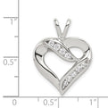 Sterling Silver Rhodium-plated CZ Heart Pendant