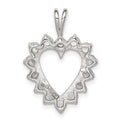 Sterling Silver Rhodium-plated CZ Heart Pendant