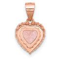 Sterling Silver Rose-plated Pink Crystal Heart and Clear CZ Pendant