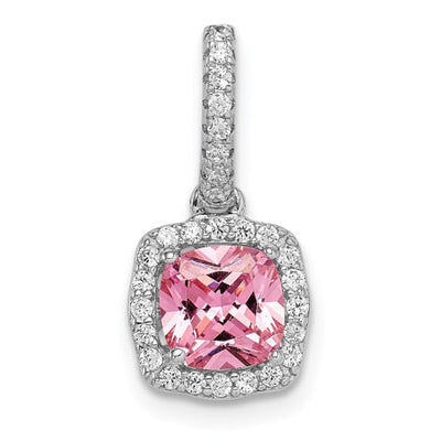 Sterling Silver Rhodium-plated Pink & White CZ Slide
