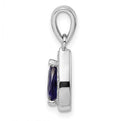 Sterling Silver Rhodium Plated Blue and Clear CZ Pendant