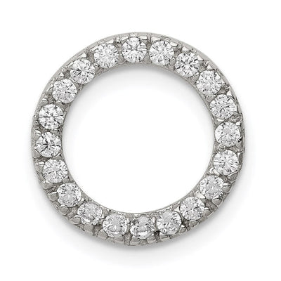 Sterling Silver Rhodium-plated CZ Round Pendant
