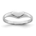 Sterling Silver RH Plated Child's Polished Heart Ring