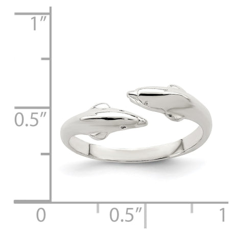 Sterling Silver Polished Dolphin Toe Ring