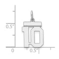 Sterling Silver/Rhodium-plated Polished Number 10 Charm