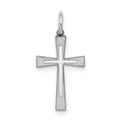 Sterling Silver Rhodium-plated Laser Designed Cross Charm