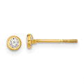 14k Madi K Yellow Gold Polished CZ Bezel Post Earrings