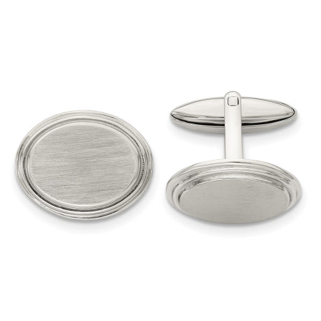 Chisel Stainless Steel Brushed and Polished Oval Cufflinks