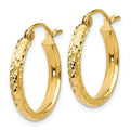 14K Diamond-cut 2.8x18mm Hollow Hoop Earrings