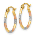 14K w/White and Rose Rhodium 1.5mm Satin & D/C Hoop Earrings