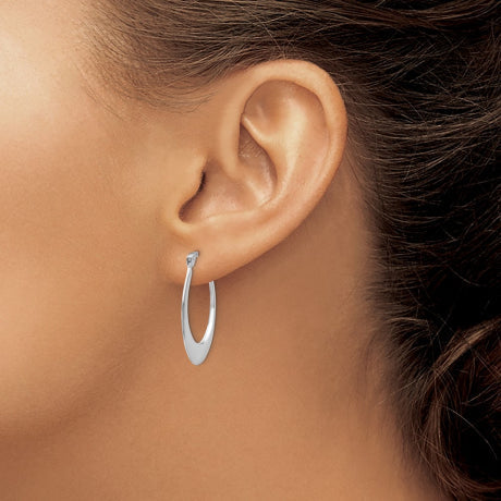 14k White Gold Polished Hoop Earrings