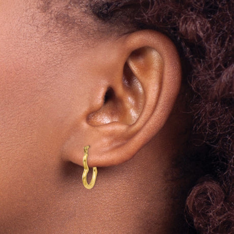14K Heart Shaped Hollow Hoop Earrings