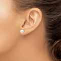 14k 7-8mm White Round Freshwater Cultured Pearl Stud Post Earrings