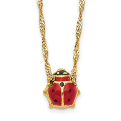 14k Enameled Ladybug 17in with 1in ext. Necklace