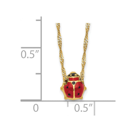 14k Enameled Ladybug 17in with 1in ext. Necklace