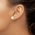 14k White Gold 8-9mm White Button FW Cultured Pearl Stud Post Earrings