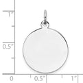 Sterling Silver Rh-plt Engraveable Round Polished Front/Back Disc Charm