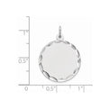 Sterling Silver Rhod-plated Eng. Rnd Polish Front/Satin Back Disc Charm