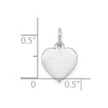 Sterling Silver Rhodium-plated Engraveable Heart Polished Disc Charm