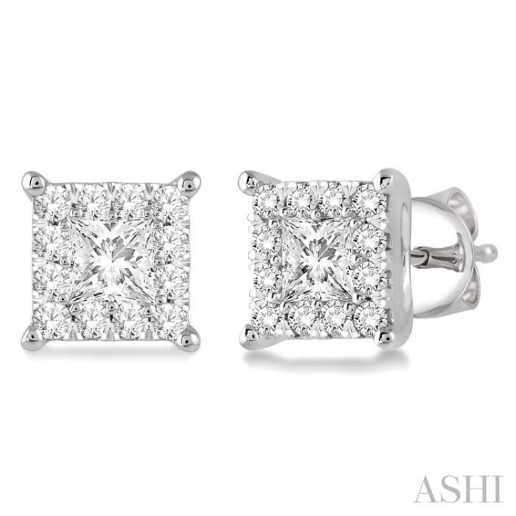 3/4 Ctw Lovebright Diamond Earrings in 14K White Gold