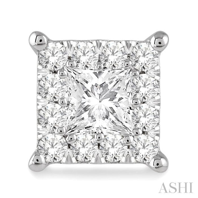 3/4 Ctw Lovebright Diamond Earrings in 14K White Gold