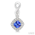 4x4 MM Cushion Cut Tanzanite and 1/5 Ctw Round Cut Diamond Earrings in 10K White Gold