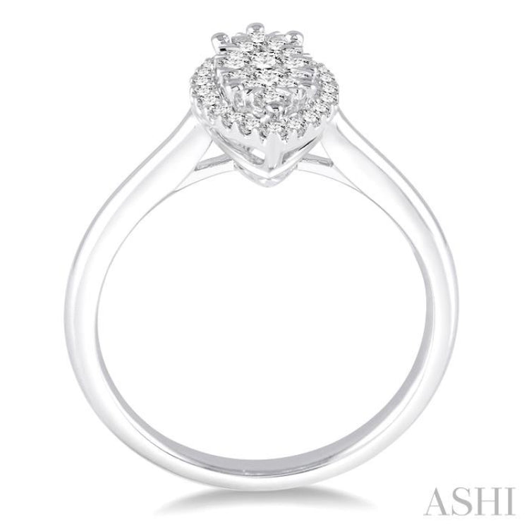 1/2 Ctw Marquise Shape Diamond Lovebright Ring in 14K White Gold