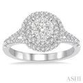 7/8 Ctw Diamond Lovebright Ring in 14K White Gold