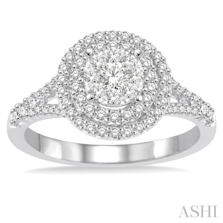 7/8 Ctw Diamond Lovebright Ring in 14K White Gold