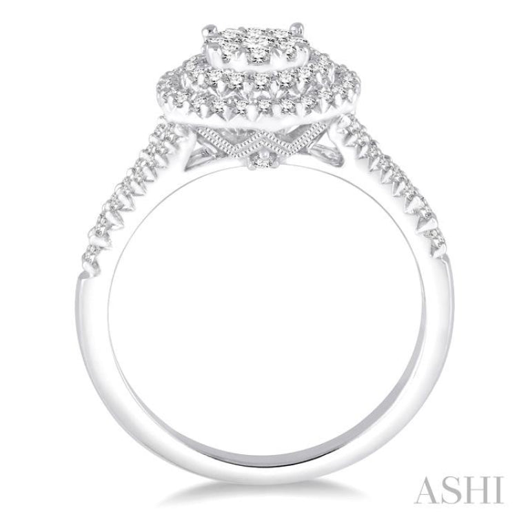 7/8 Ctw Diamond Lovebright Ring in 14K White Gold