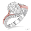 3/4 Ctw Diamond Lovebright Ring in 14K White and Rose Gold
