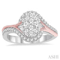 3/4 Ctw Diamond Lovebright Ring in 14K White and Rose Gold