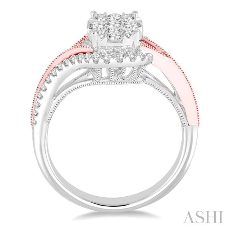 3/4 Ctw Diamond Lovebright Ring in 14K White and Rose Gold