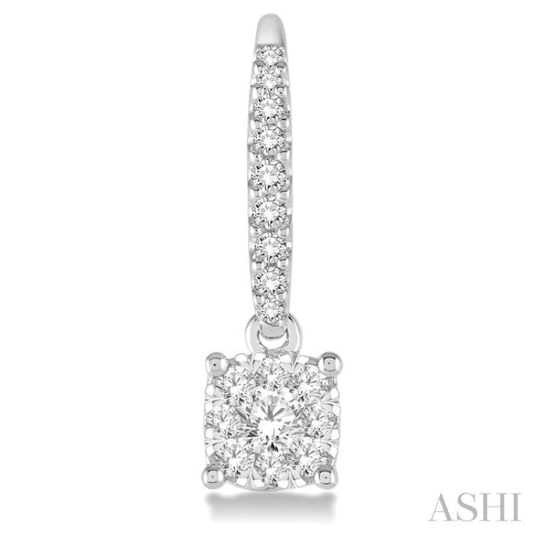 3/4 Ctw Square Shape Diamond Lovebright Earrings in 14K White Gold