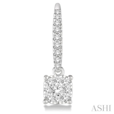 3/4 Ctw Square Shape Diamond Lovebright Earrings in 14K White Gold