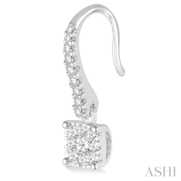 3/4 Ctw Square Shape Diamond Lovebright Earrings in 14K White Gold