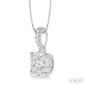 3/4 Ctw Round Shape Diamond Lovebright Pendant in 14K White Gold with Chain