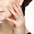 5/8 Ctw Round Cut Diamond Oval shape Lovebright Ring in 14K White and Yellow Gold