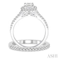 3/4 Ctw Diamond Bridal Set with 5/8 Ctw Oval Cut Engagement Ring and 1/6 Ctw Wedding Band in 14K White Gold