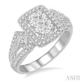 3/4 Ctw Diamond Octagon Shape Lovebright Ring in 14K White Gold