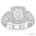 3/4 Ctw Diamond Octagon Shape Lovebright Ring in 14K White Gold