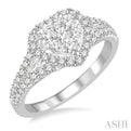 3/4 Ctw Round Cut Diamond Heart Shape Lovebright Ring in 14K White Gold