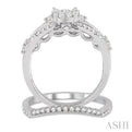 3/4 Ctw Round Cut Diamond Lovebright Bridal Set with 5/8 Ctw Engagement Ring and 1/5 Ctw Wedding Band in 14K White Gold
