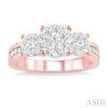 1 Ctw Lovebright Round Cut Diamond Ring in 14K Rose and White Gold