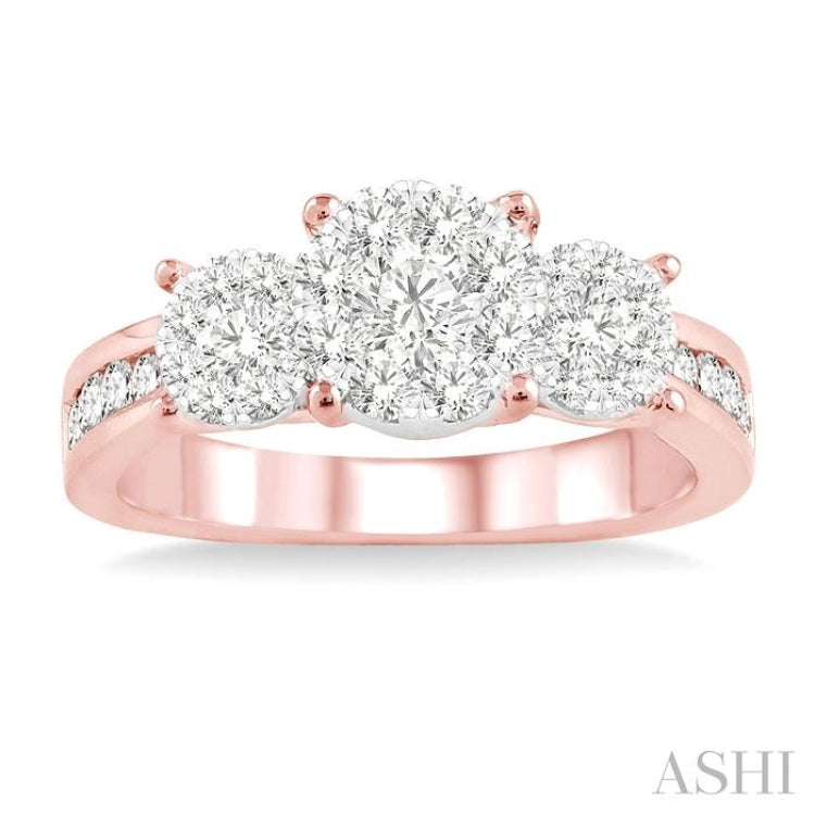 1 Ctw Lovebright Round Cut Diamond Ring in 14K Rose and White Gold