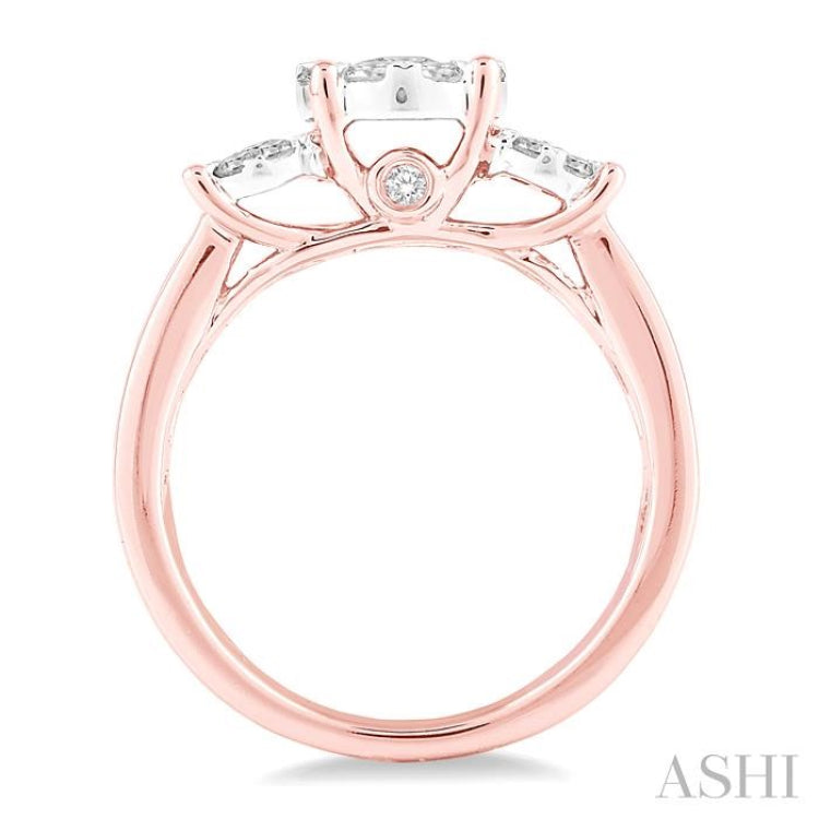 1 Ctw Lovebright Round Cut Diamond Ring in 14K Rose and White Gold