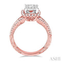 3/4 Ctw Princess Cut Diamond Lovebright Engagement Ring in 14K Rose and White Gold