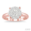 1 Ctw Lovebright Round Cut Diamond Ring in 14K Rose and White Gold